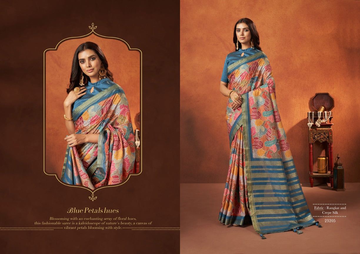 Wedding Designer Crape Mohmanthan Saachi Saree Collection 23205