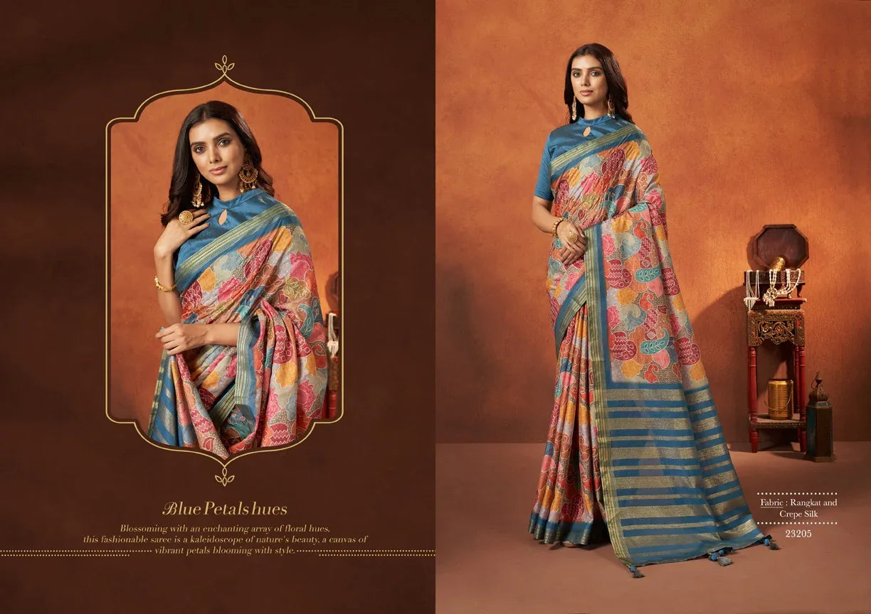 Wedding Designer Crape Mohmanthan Saachi Saree Collection 23205