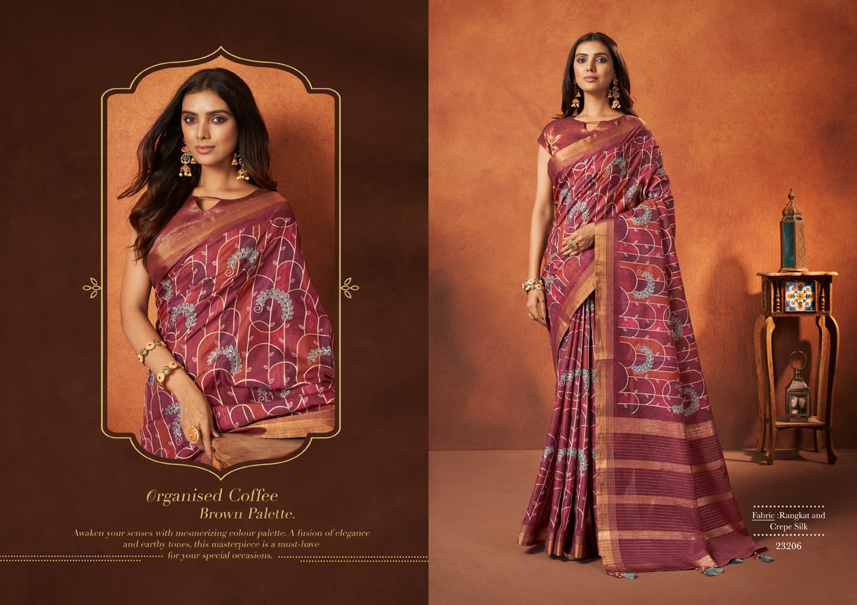Wedding Designer Crape Mohmanthan Saachi Saree Collection 23206