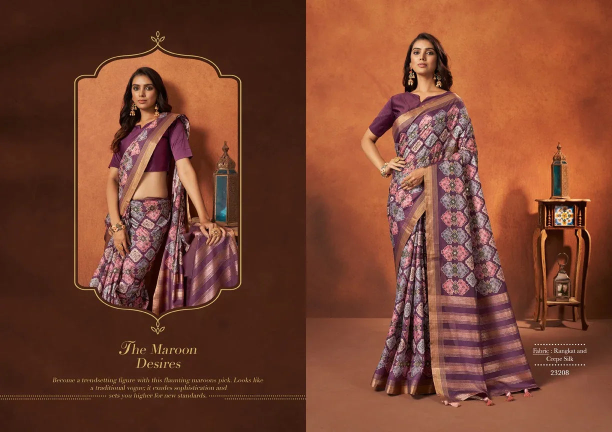 Wedding Designer Crape Mohmanthan Saachi Saree Collection 23208