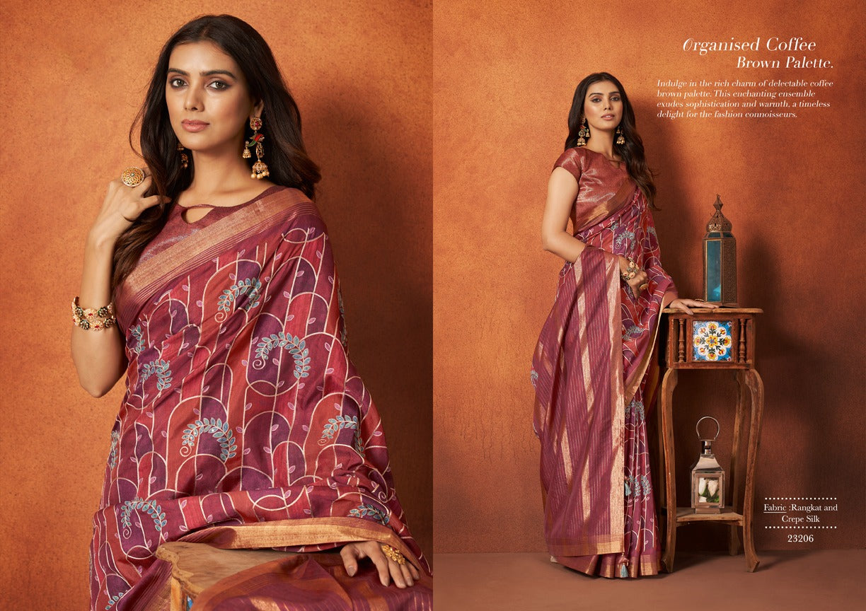 Wedding Designer Crape Mohmanthan Saachi Saree Collection 23206