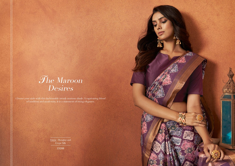 Wedding Designer Crape Mohmanthan Saachi Saree Collection 23208