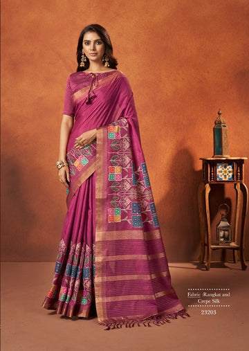 Wedding Designer Crape Mohmanthan Saachi Saree Collection 23203