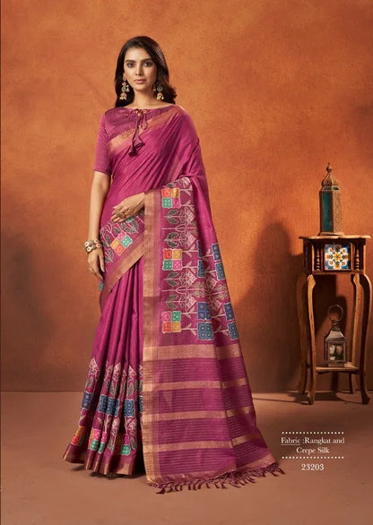 Wedding Designer Crape Mohmanthan Saachi Saree Collection 23203