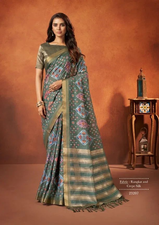 Wedding Designer Crape Mohmanthan Saachi Saree Collection 23207