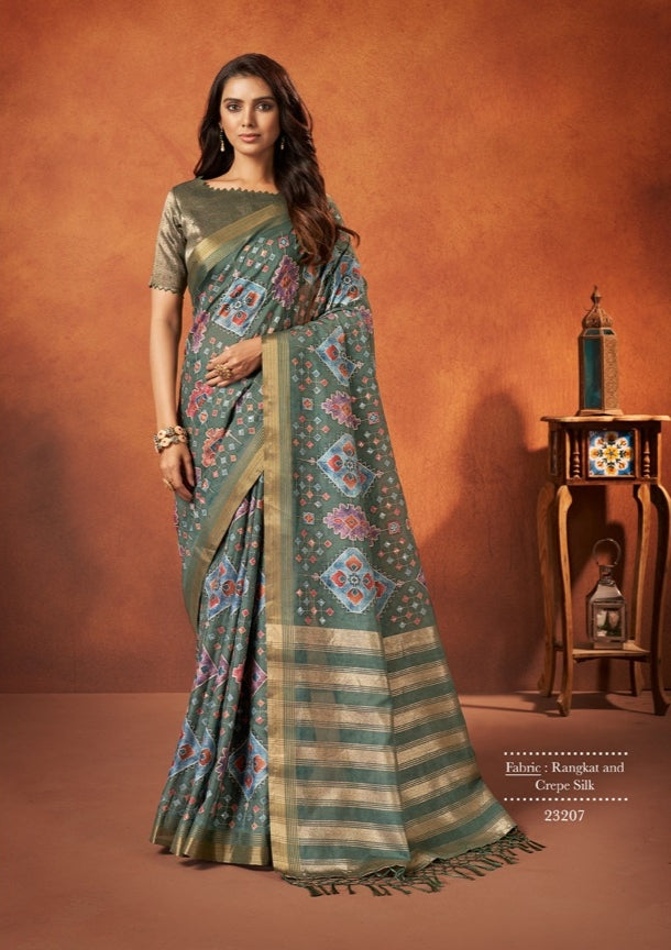 Wedding Designer Crape Mohmanthan Saachi Saree Collection 23207