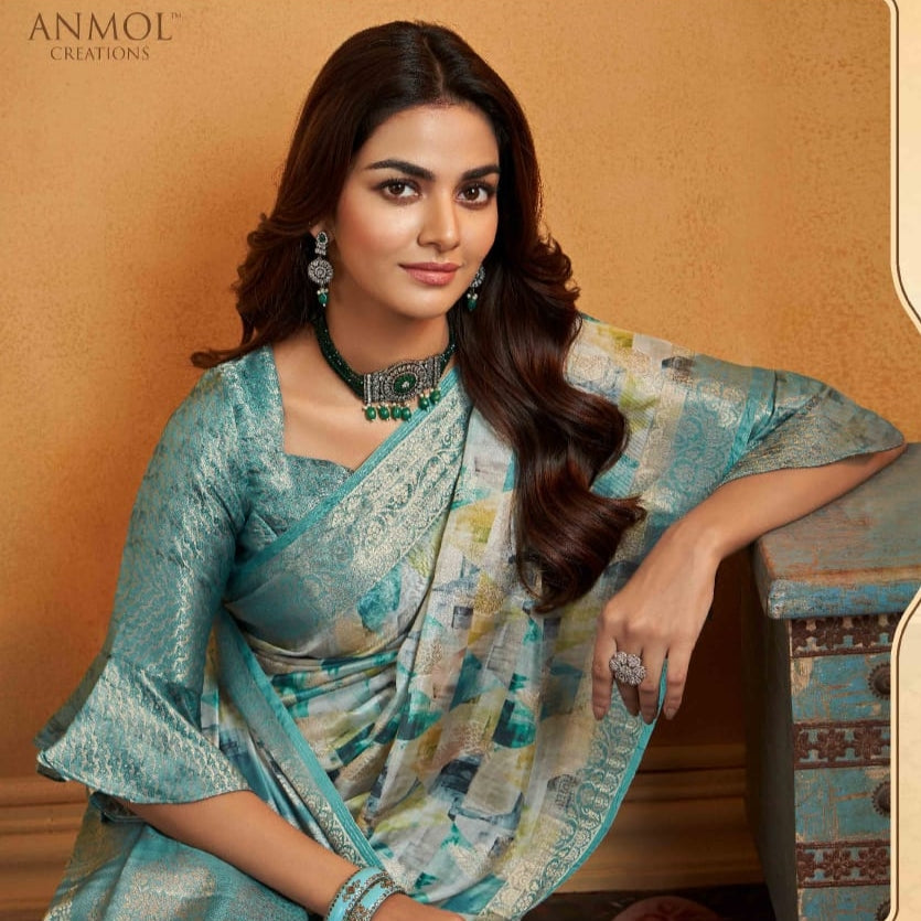Beautiful Designer Anmol Tulip Pure Digital Print Saree