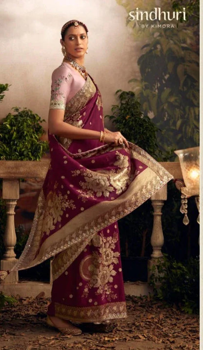 Beautiful Indian Traditional Wear Pure Viscose Dola Silk Radha Rani Kimora 246