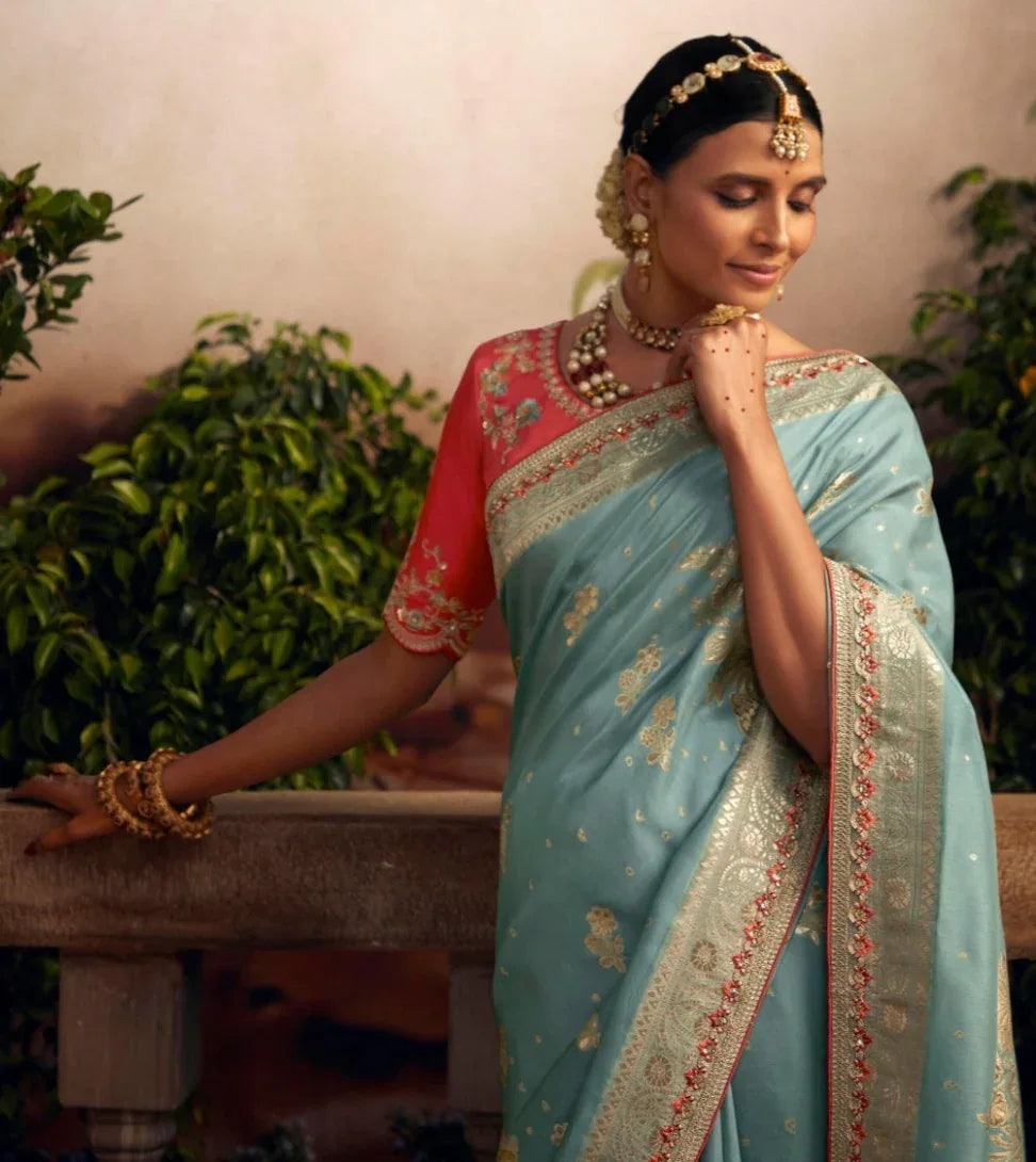 Beautiful Indian Traditional Wear Pure Viscose Dola Silk Radha Rani Kimora 244