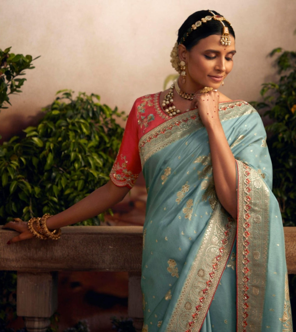 Beautiful Indian Traditional Wear Pure Viscose Dola Silk Radha Rani Kimora 244