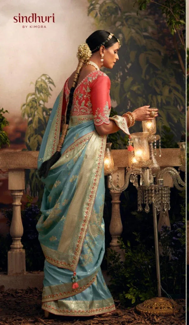 Beautiful Indian Traditional Wear Pure Viscose Dola Silk Radha Rani Kimora 244