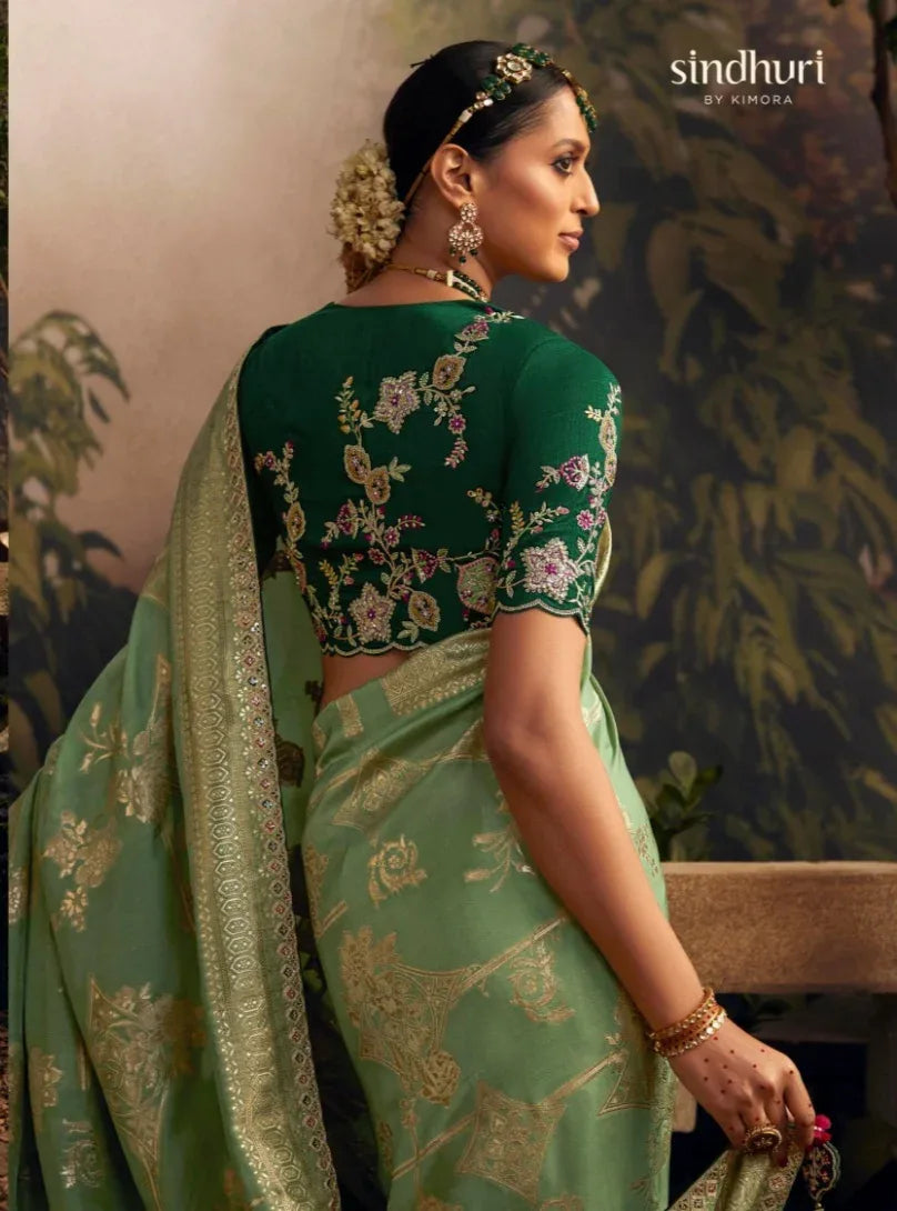 Beautiful Indian Traditional Wear Pure Viscose Dola Silk Radha Rani Kimora 239