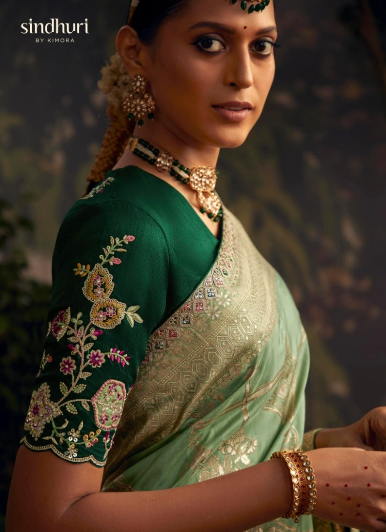 Beautiful Indian Traditional Wear Pure Viscose Dola Silk Radha Rani Kimora 239