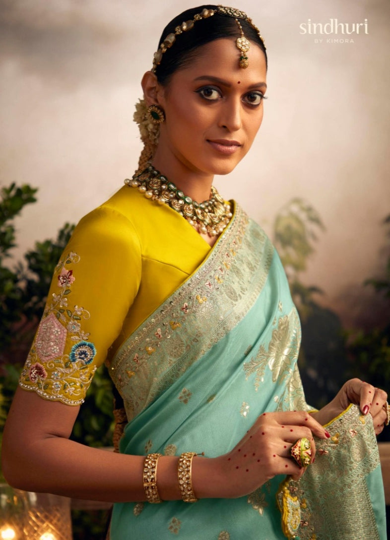 Beautiful Indian Traditional Wear Pure Viscose Dola Silk Radha Rani Kimora 241