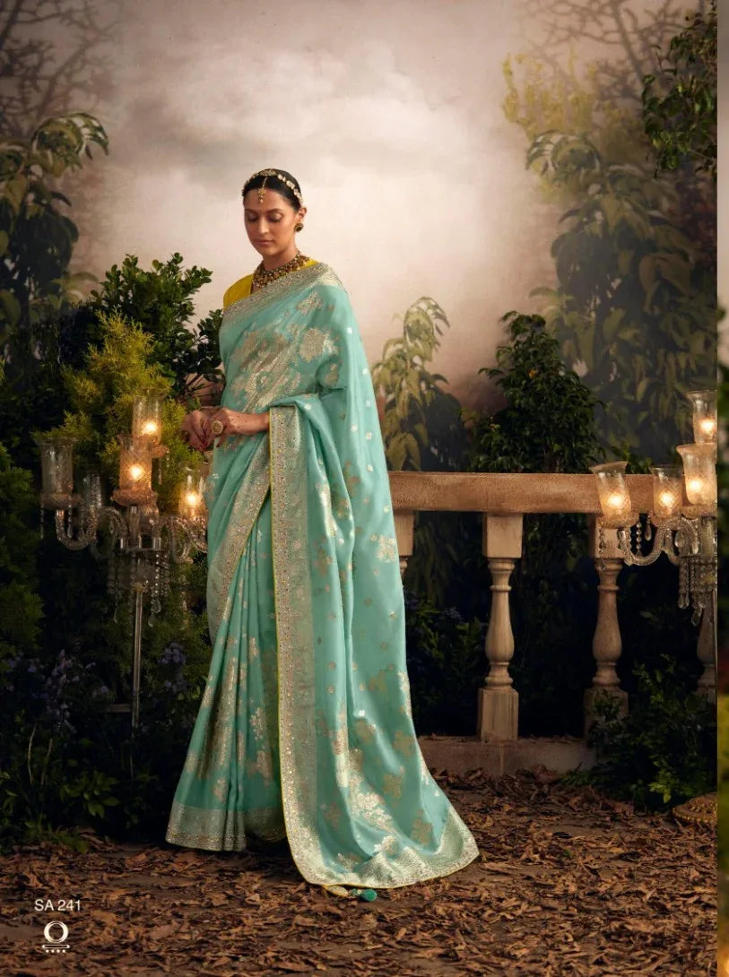 Beautiful Indian Traditional Wear Pure Viscose Dola Silk Radha Rani Kimora 241