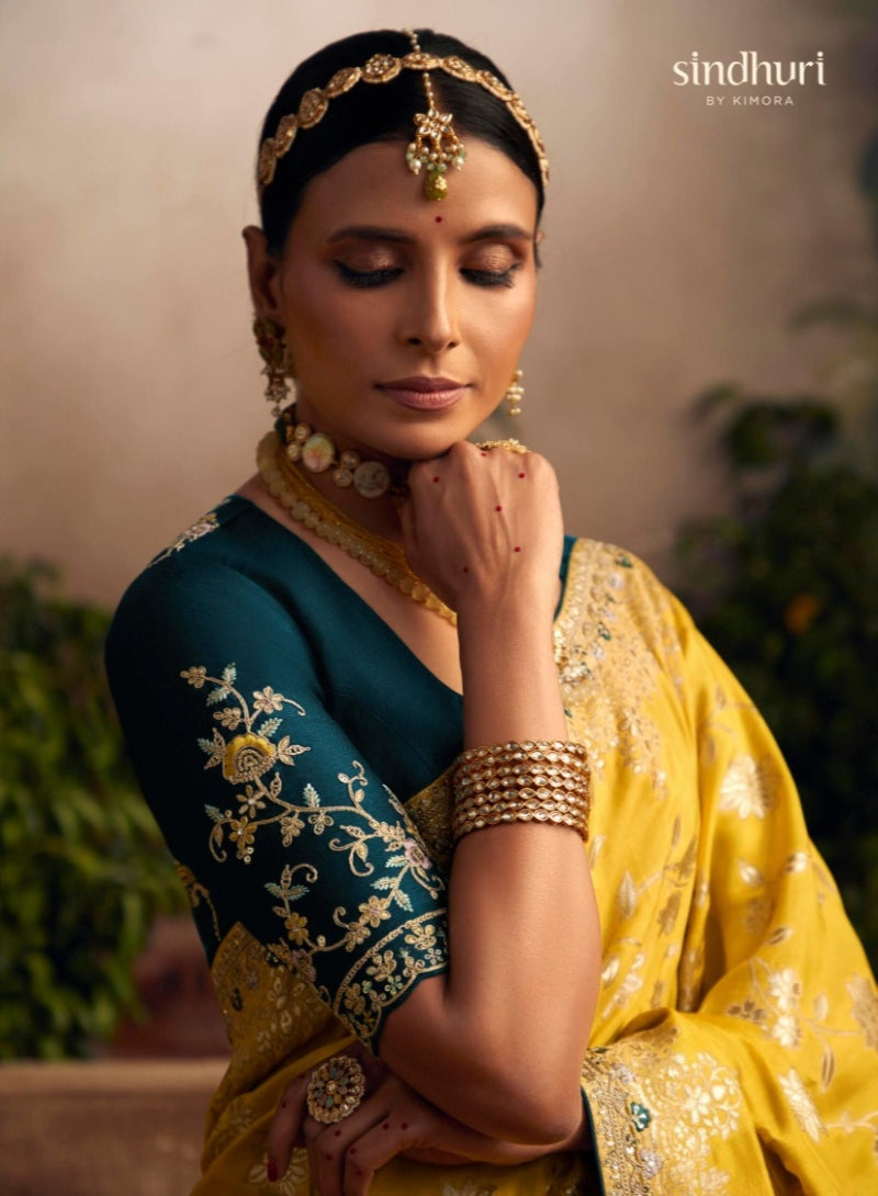 Beautiful Indian Traditional Wear Pure Viscose Dola Silk Radha Rani Kimora 240