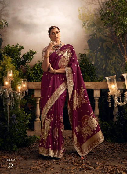 Beautiful Indian Traditional Wear Pure Viscose Dola Silk Radha Rani Kimora 246