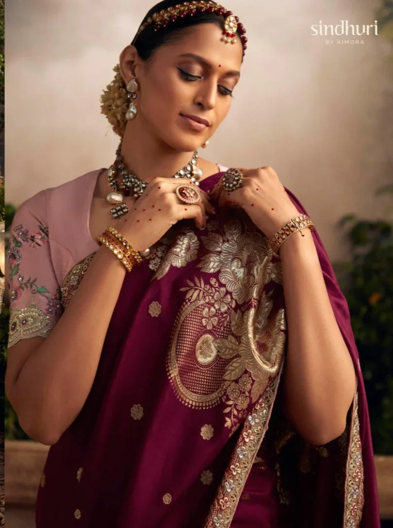 Beautiful Indian Traditional Wear Pure Viscose Dola Silk Radha Rani Kimora 246