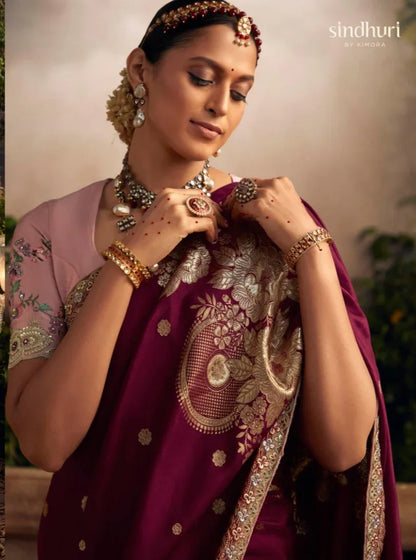 Beautiful Indian Traditional Wear Pure Viscose Dola Silk Radha Rani Kimora 246