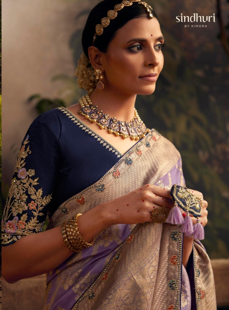 Beautiful Indian Traditional Wear Pure Viscose Dola Silk Radha Rani Kimora 243