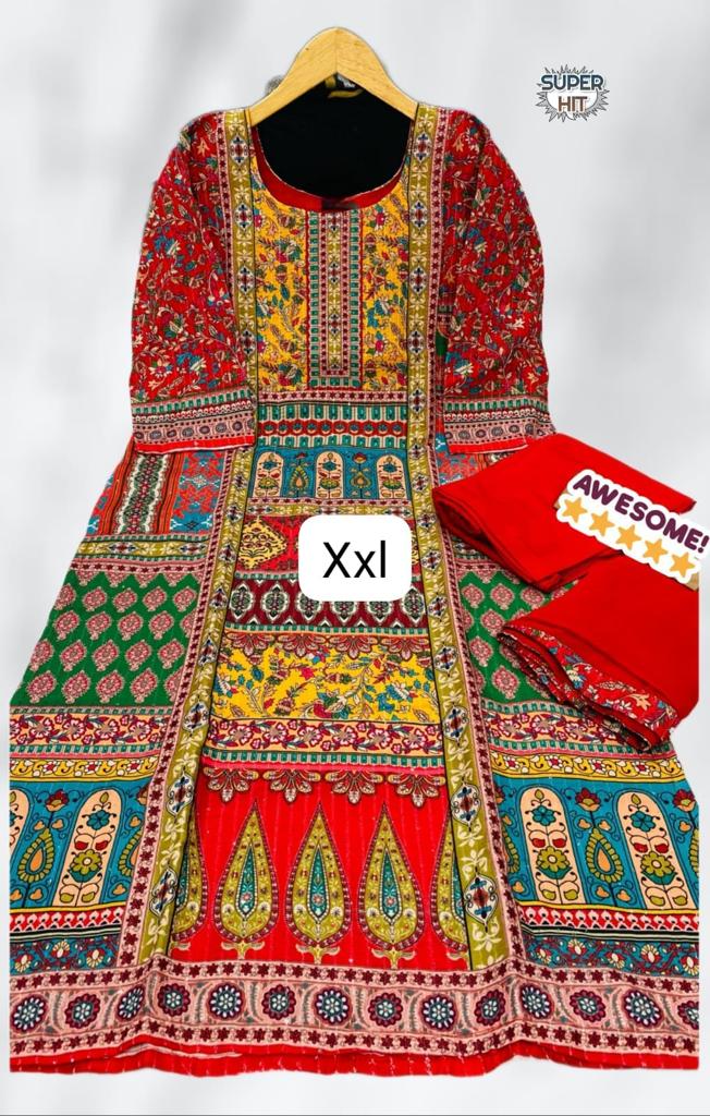 Beautiful Printed Maslin with full Sequence Suit