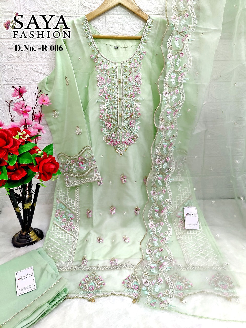 Designer stylish R-006 HIT Saya Heavy Organza Dress