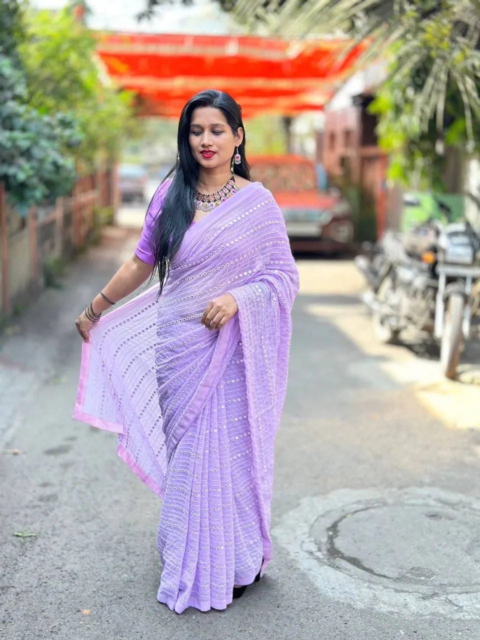 Bollywood Block Buster With Mirror Work Designer Saree