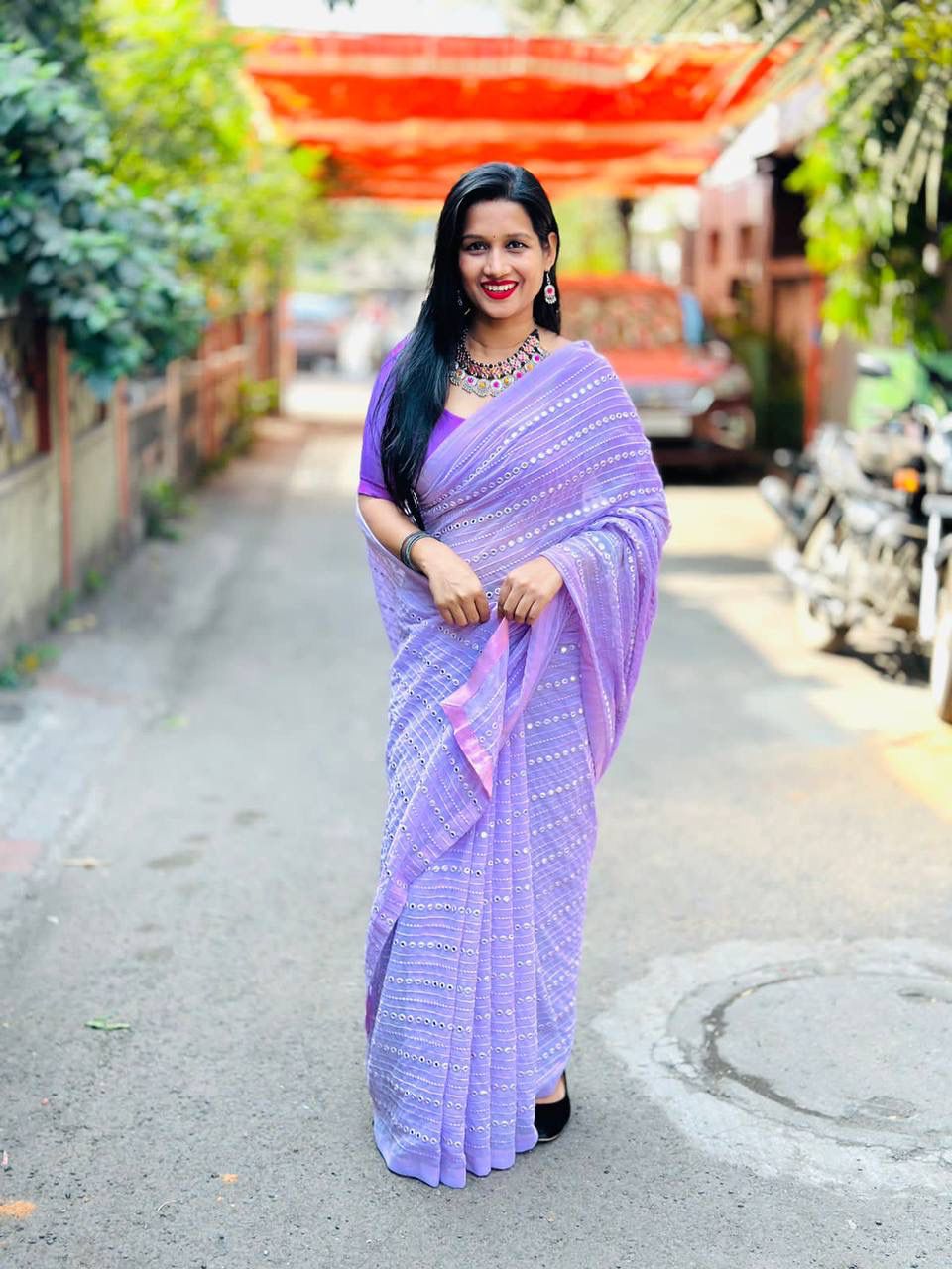 Bollywood Block Buster With Mirror Work Designer Saree