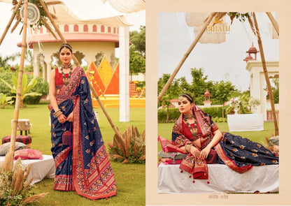 Beautiful Designer Vivaah Patola Elegant Gold Print