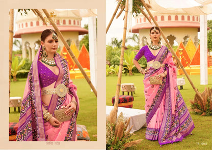 Beautiful Designer Vivaah Patola Elegant Gold Print
