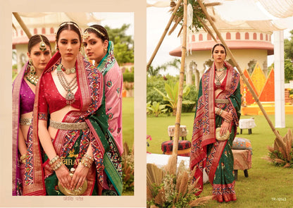 Beautiful Designer Vivaah Patola Elegant Gold Print