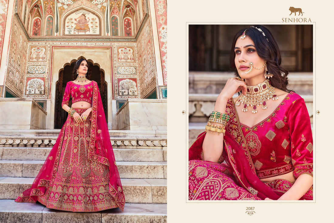 Wedding Bridal Look Heavy Velvet With Fancy Dori Work Lehenga Choli Design 2087
