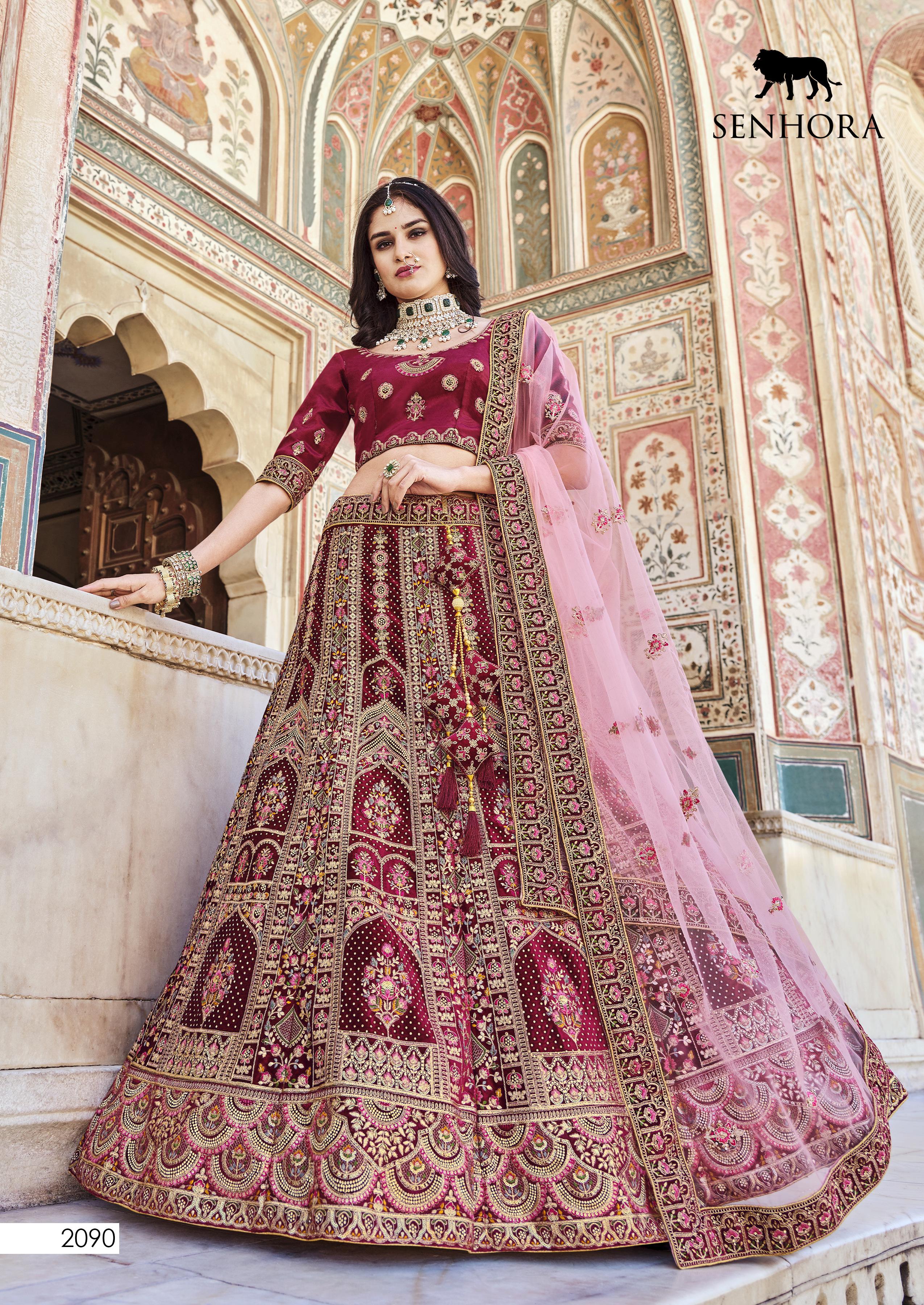 Wedding Bridal Look Heavy Velvet With Fancy Dori Work Lehenga Choli Design 2090