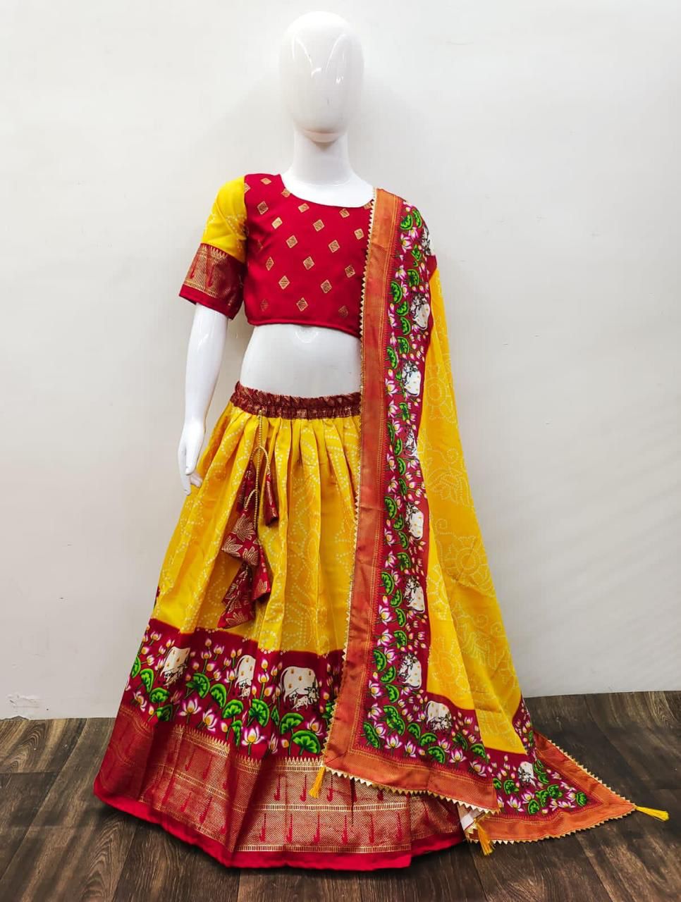 Beautiful Designer Kids Kalamkari Silk Lehenga Choli