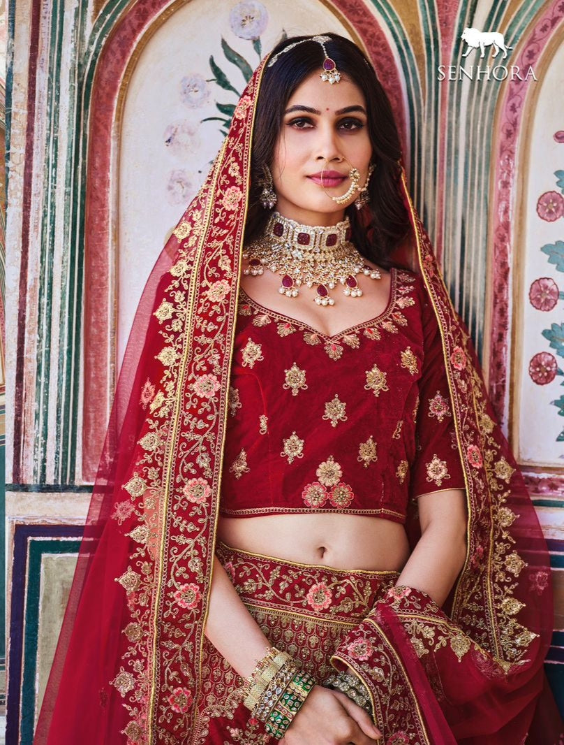 Wedding Bridal Look Heavy Velvet With Fancy Dori Work Lehenga Choli Design 2089
