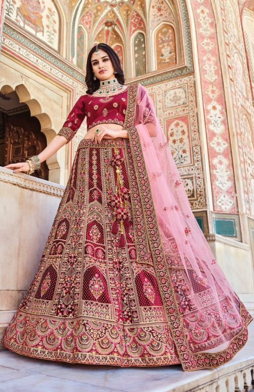 Wedding Bridal Look Heavy Velvet With Fancy Dori Work Lehenga Choli Design 2090