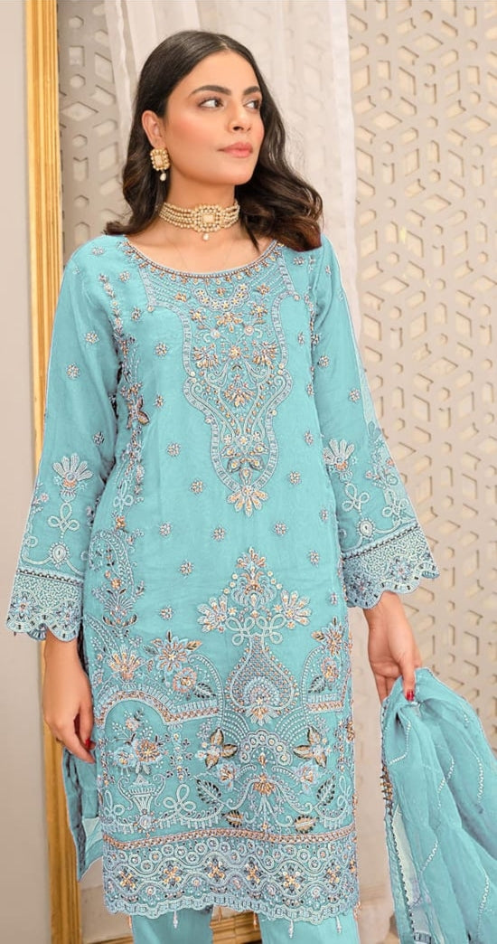 Aarsh Heavy Orgenza Silk Designs 031 Salwar Suits