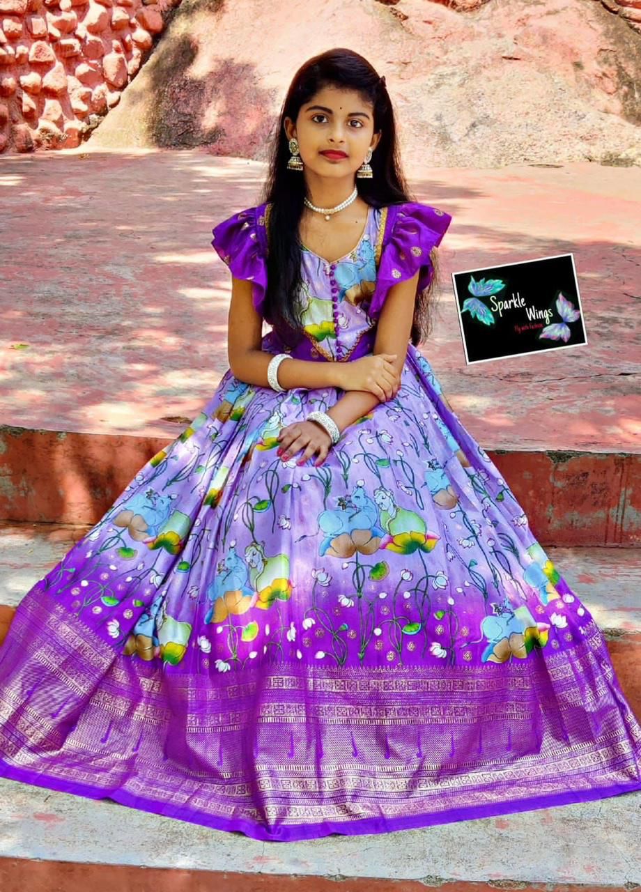 Beautiful Designer Kids Soft Zari Silk Silk Lehenga Choli