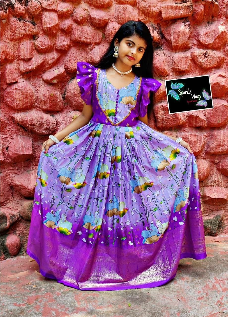 Beautiful Designer Kids Soft Zari Silk Silk Lehenga Choli