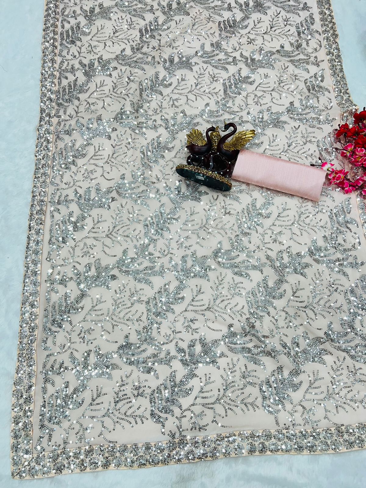 Beautiful Designer Heavy Georgette Exclusive Sequanc Saree Design 5255