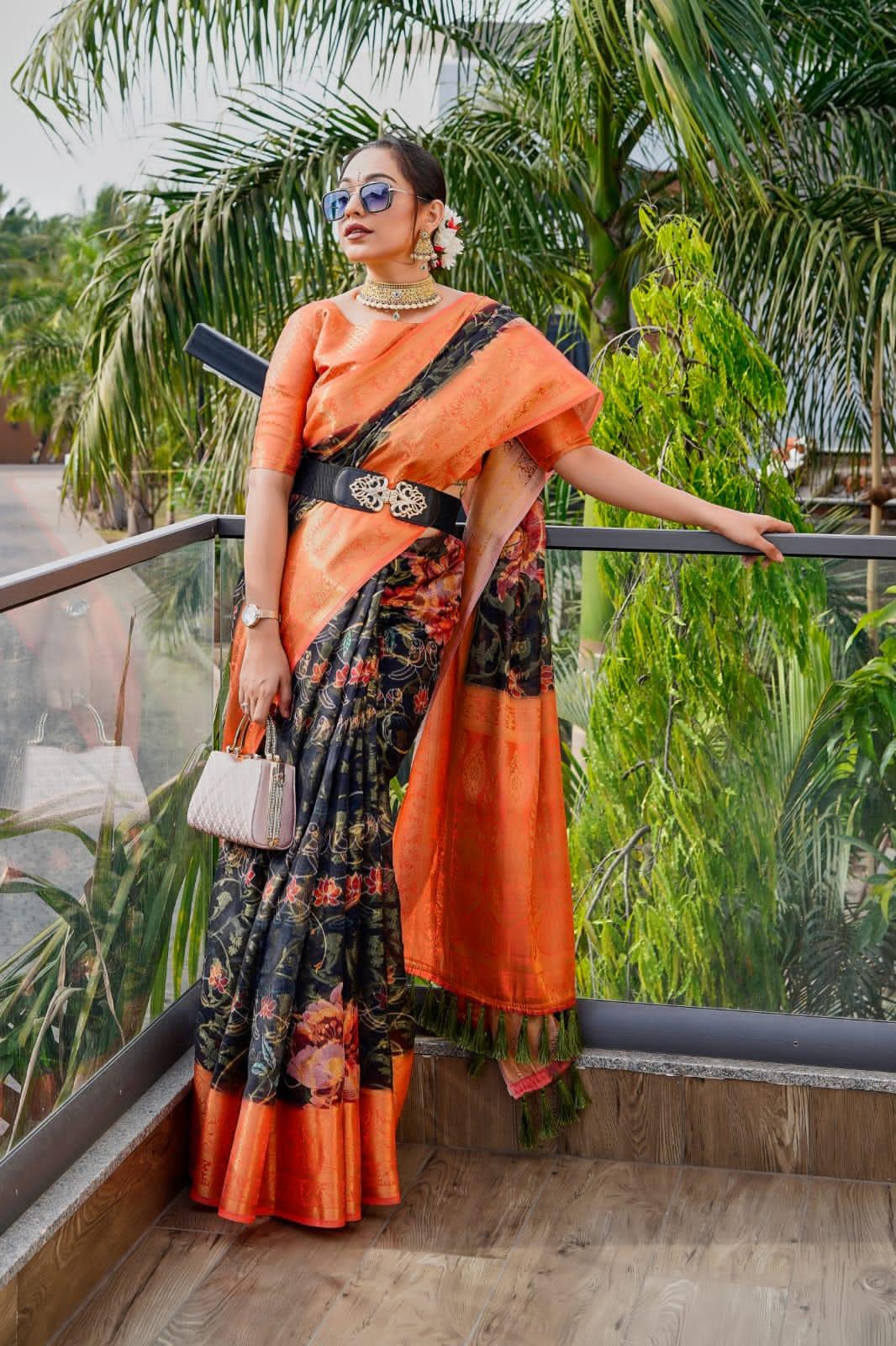 Beautiful Designer Organza Zari Silk Saree Anokhi Digital 2