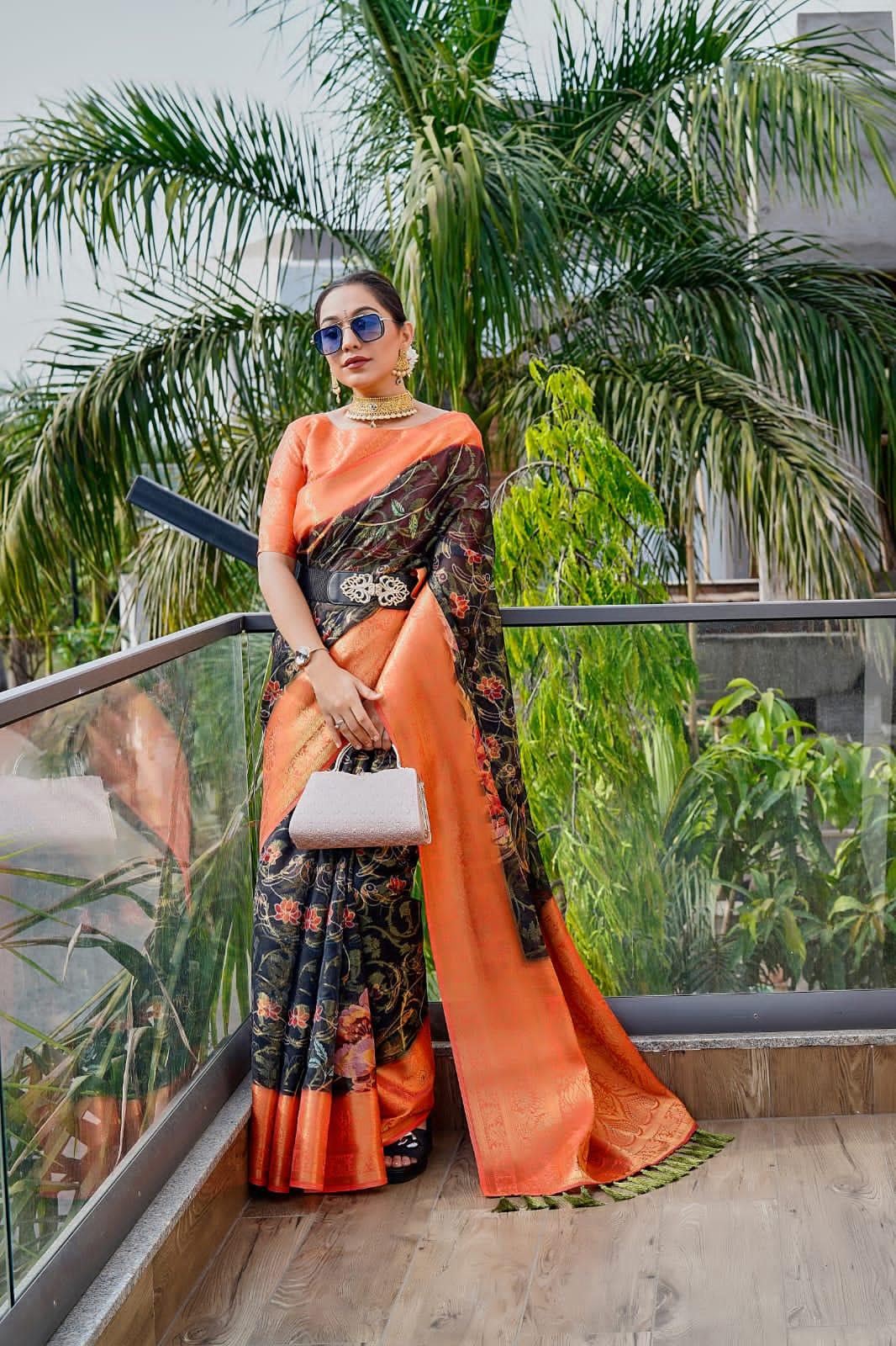 Beautiful Designer Organza Zari Silk Saree Anokhi Digital 2