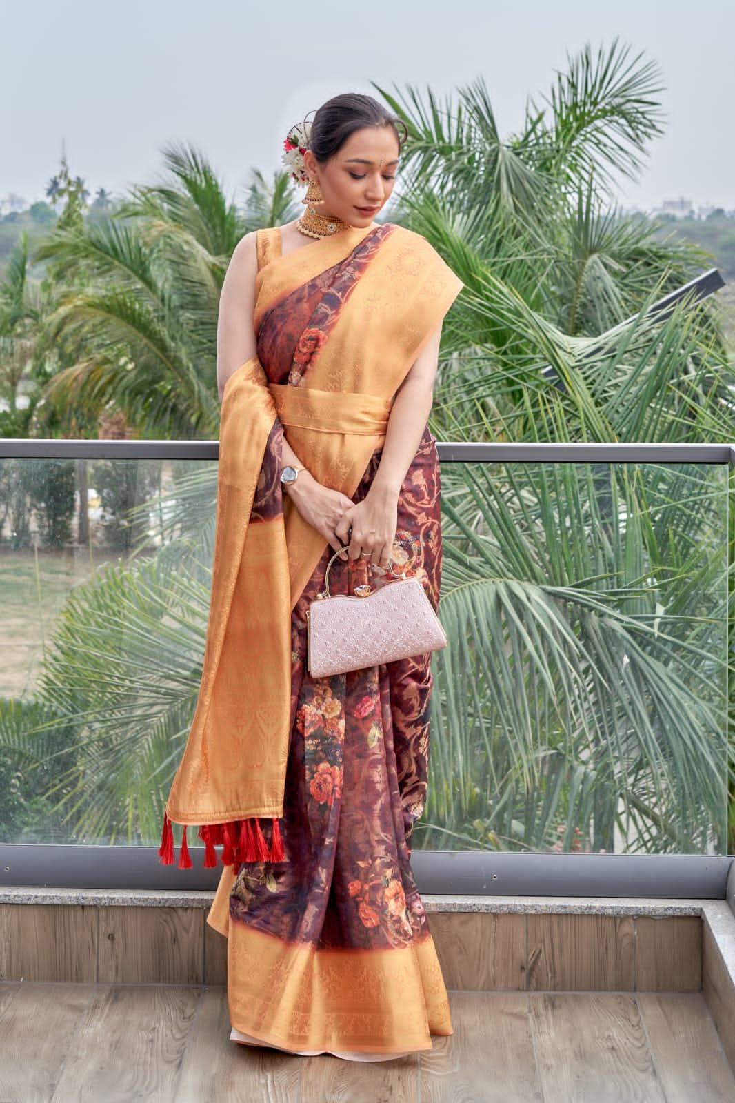 Beautiful Designer Organza Zari Silk Saree Anokhi Digital 2