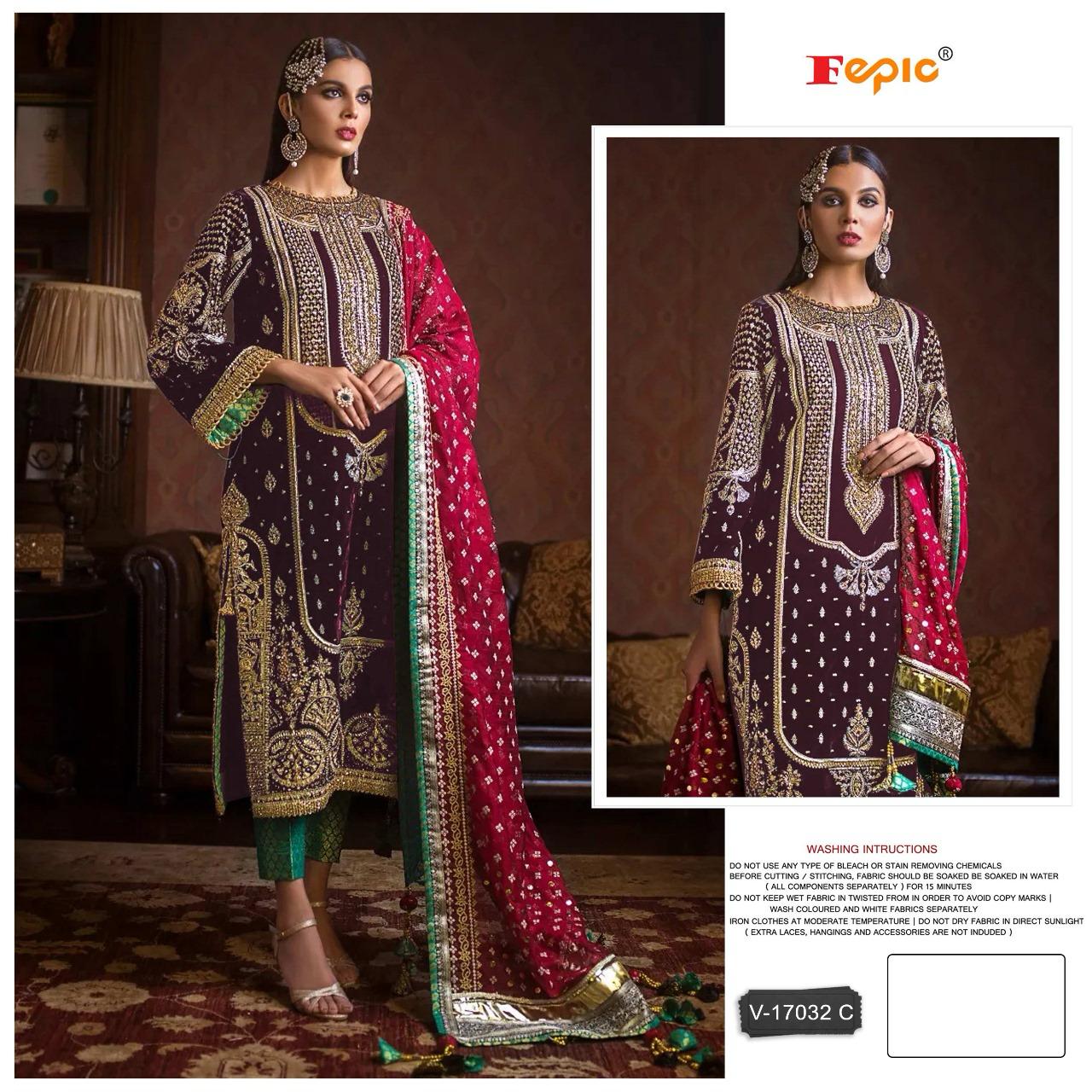 Fepic Rosemeen V 17032 Velvet Heavy Embroidered Pakistani Suit