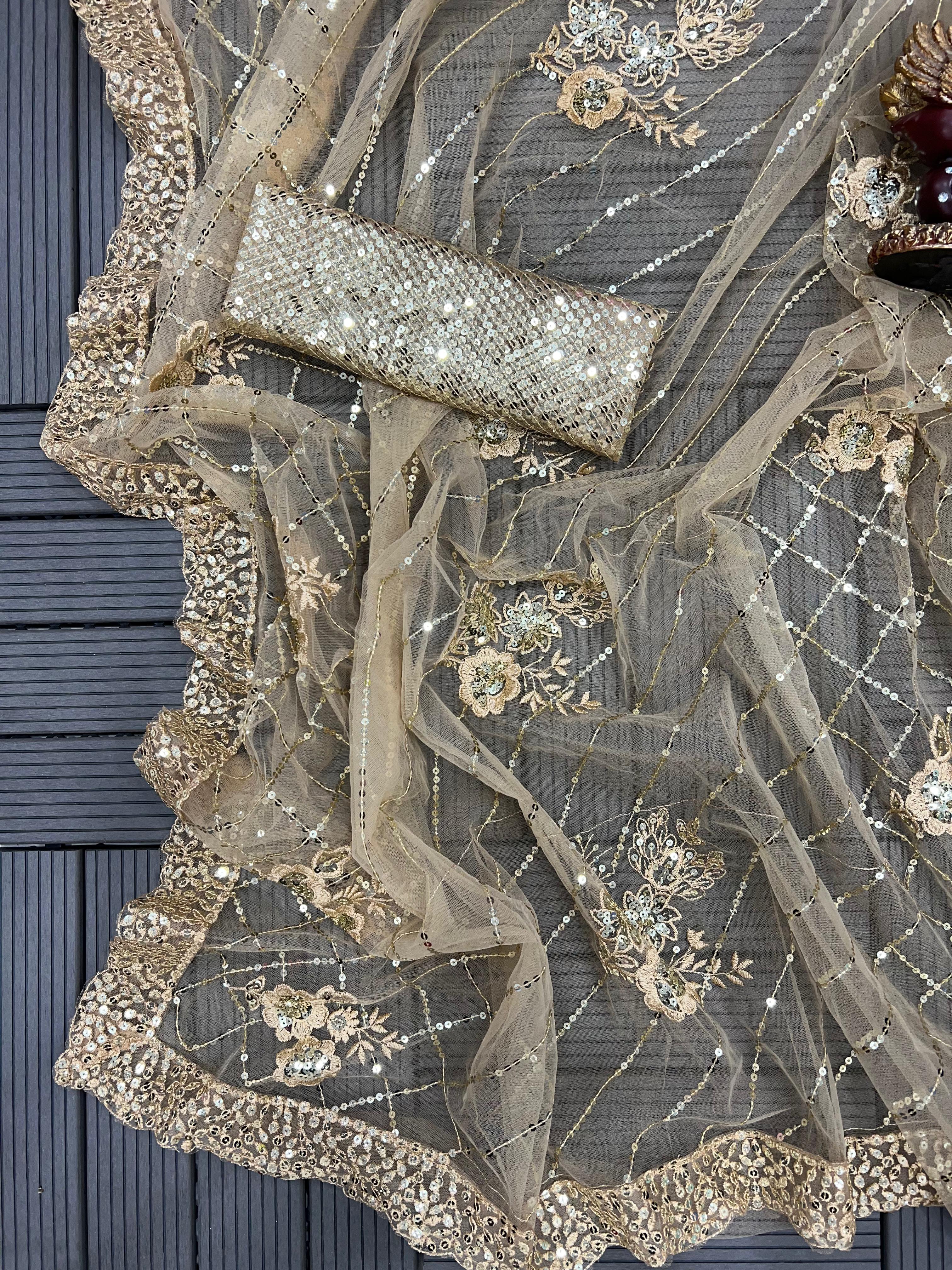 Beautiful Designer Heavy Georgette Exclusive Sequanc Saree Design 5298