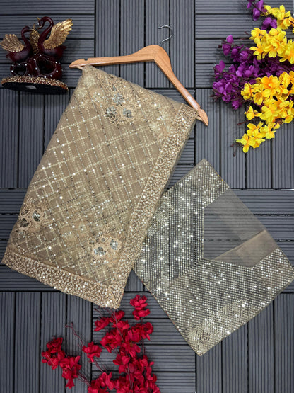 Beautiful Designer Heavy Georgette Exclusive Sequanc Saree Design 5298