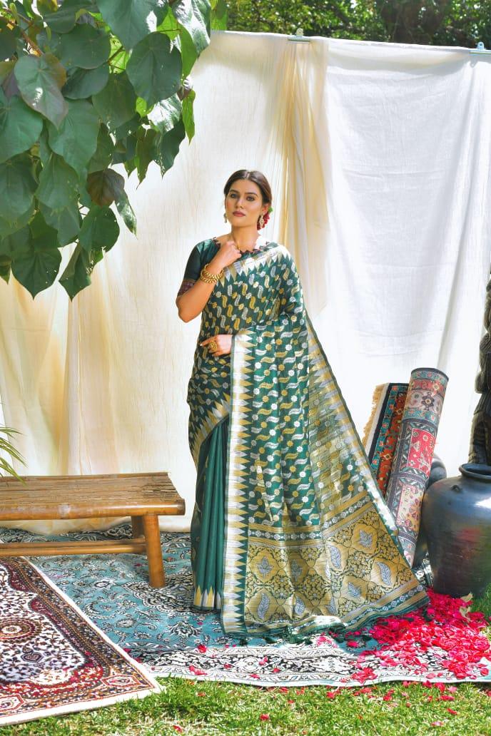 Pure Tussar silk Jamdani weaving Saree