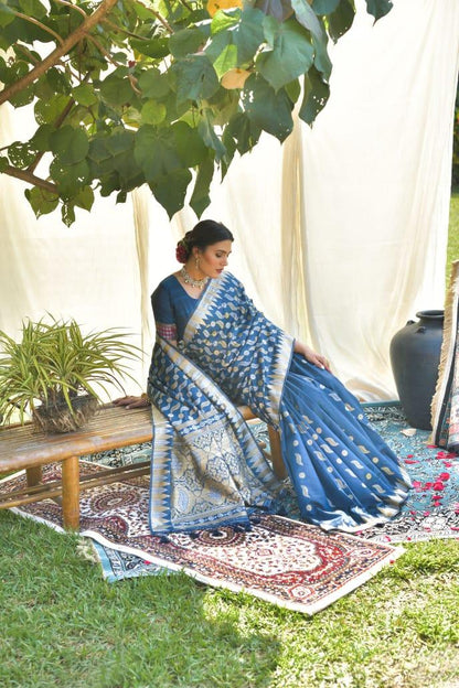 Pure Tussar silk Jamdani weaving Saree