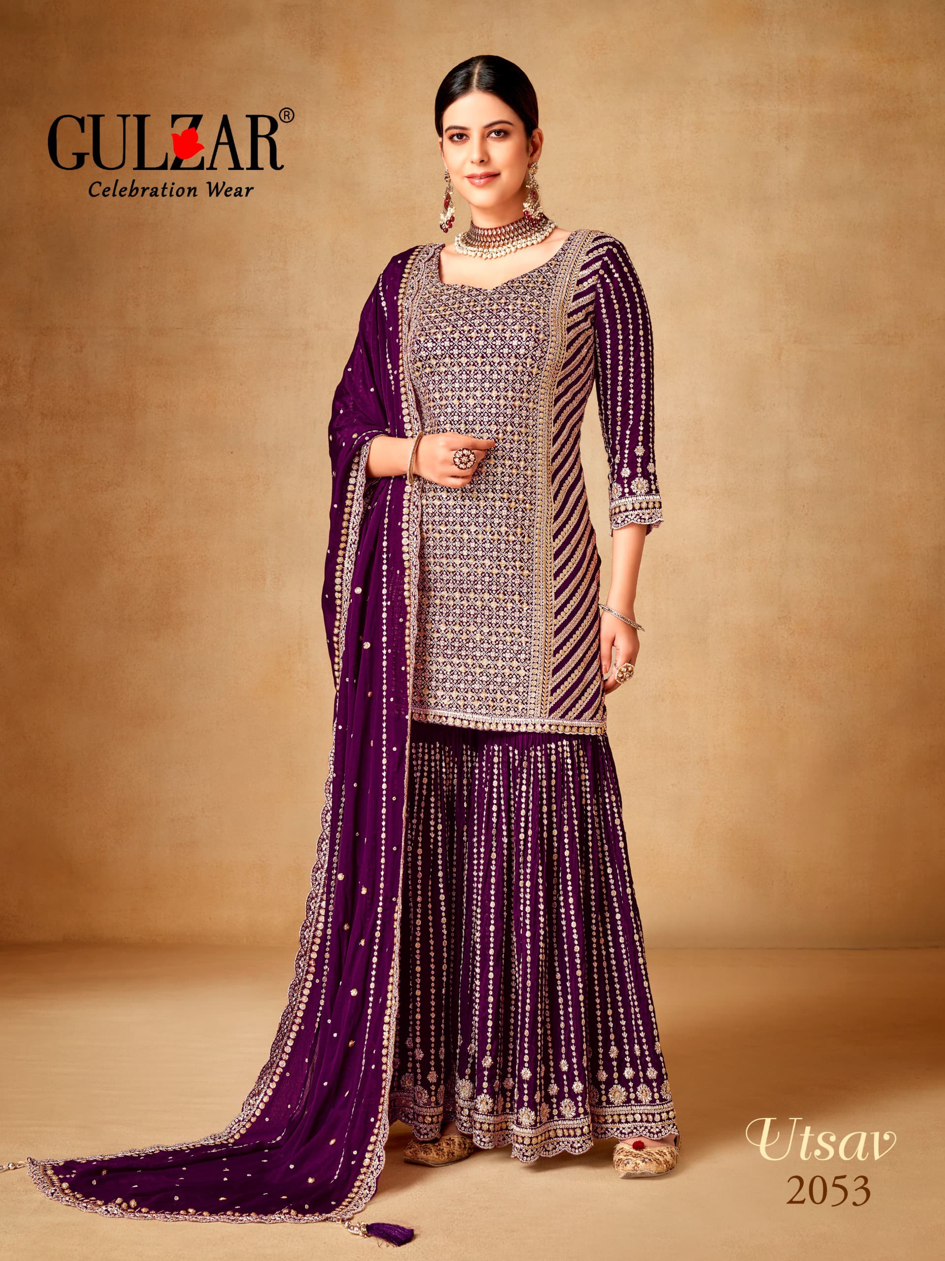 Beautiful Designer Gulzar Utsav Sharara Suit 2051