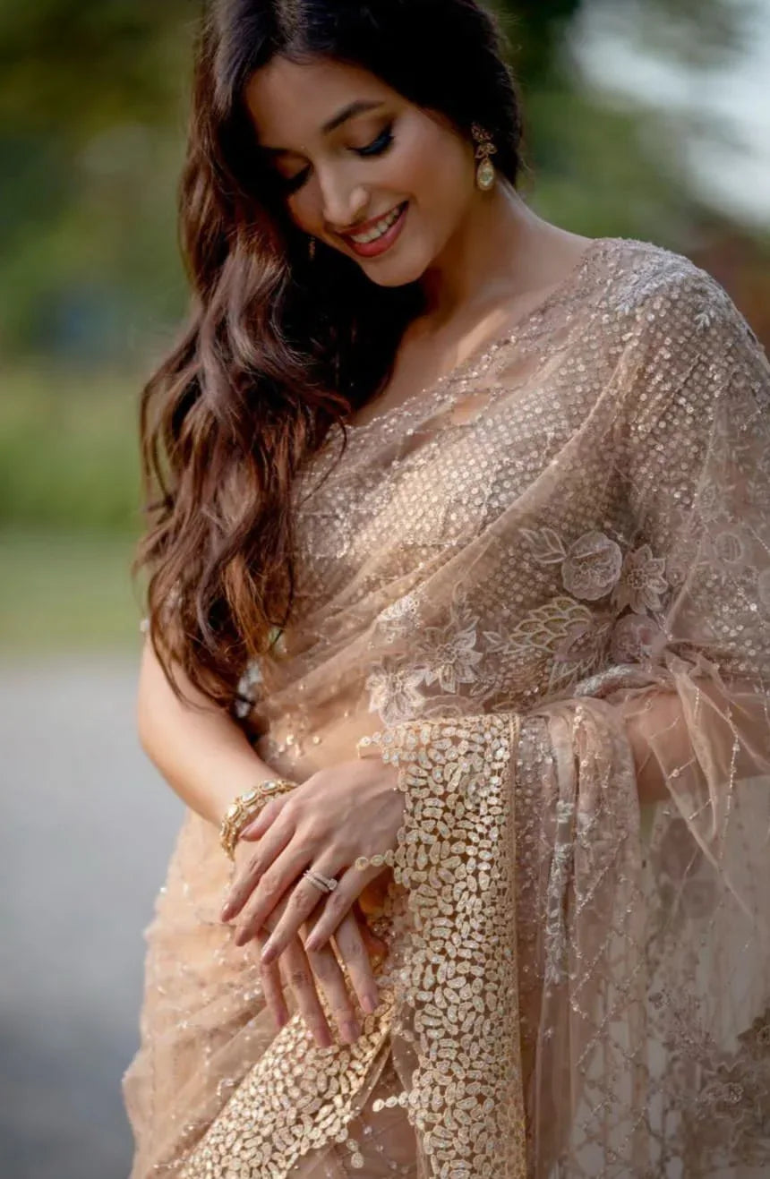 Beautiful Designer Heavy Georgette Exclusive Sequanc Saree Design 5298